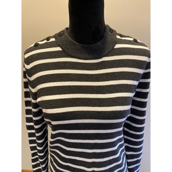 L.O.G.G. H&M LADIES STRIPE SWEATER DRESS LONG SLEEVE SIZE MEDIUM FINE KNIT Gray - Picture 2 of 11